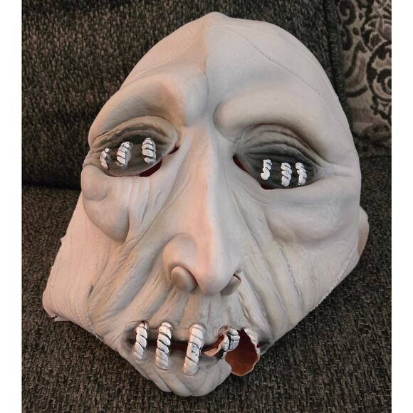 Vintage Rubber Latex Halloween Mask Stitched Eyes and Mouth - Picture 4 of 6